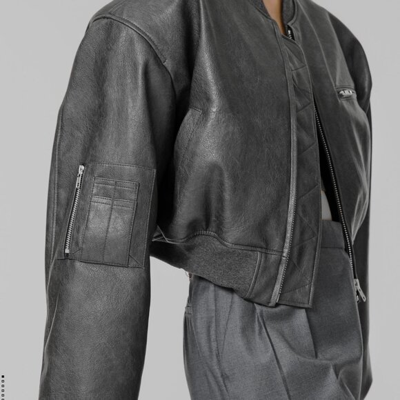 Frankie Shop Cropped Faux Leather Jacket - Picture 3 of 12